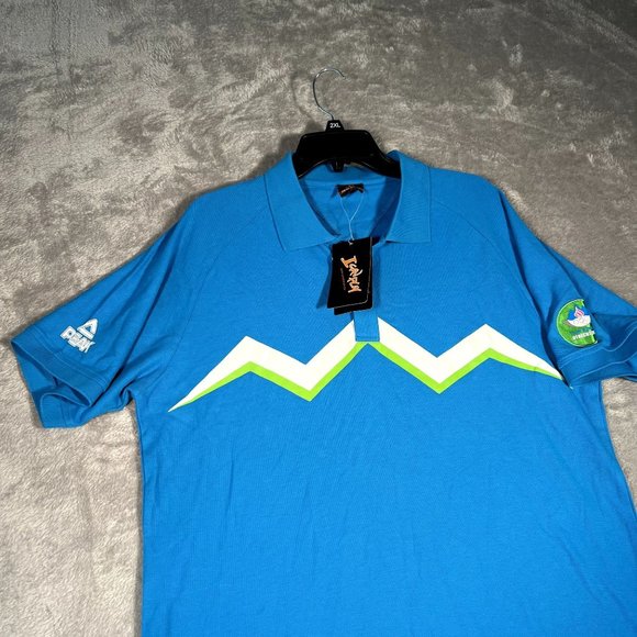 PEAK Slovenia Olympics Polo Shirt Men's Large Blue Short Sleeve 2013 Shirt NEW - Picture 3 of 8